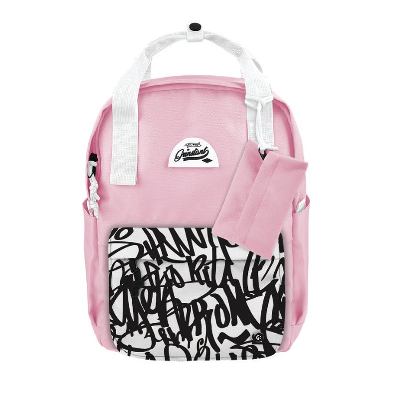 Grinstant混搭可拆组式13寸后背包 - 梦幻系列 (粉红色配涂鸦) - 后背包/双肩包 - 聚酯纤维 粉红色
