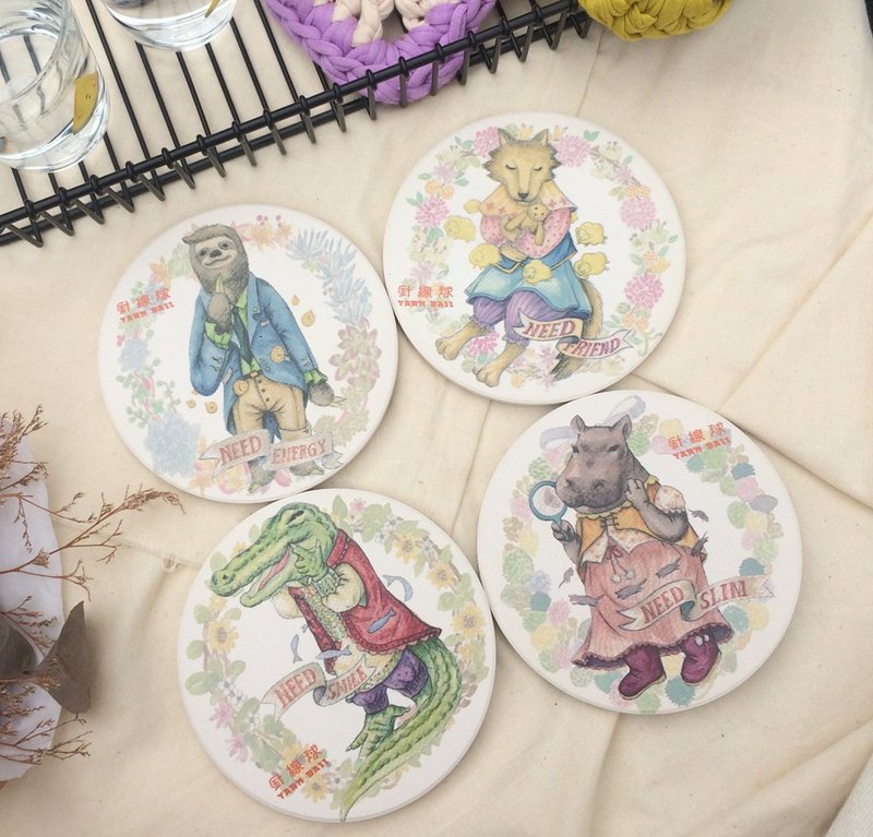 你的话 我听-陶瓷杯垫(共有5款) - 杯垫 - 陶 白色