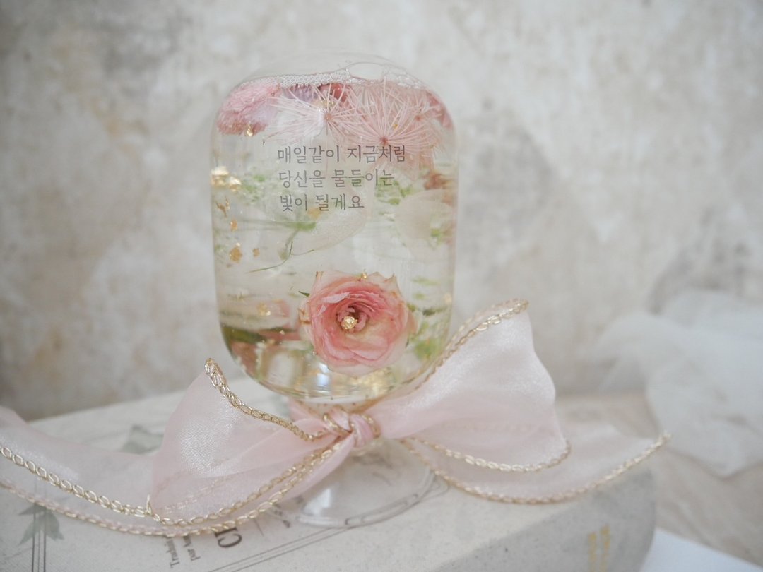 浮游花水晶球夜灯【芙甜】生日礼/伴娘礼/纪念日/交换礼物/圣诞 - 摆饰 - 植物．花 粉红色