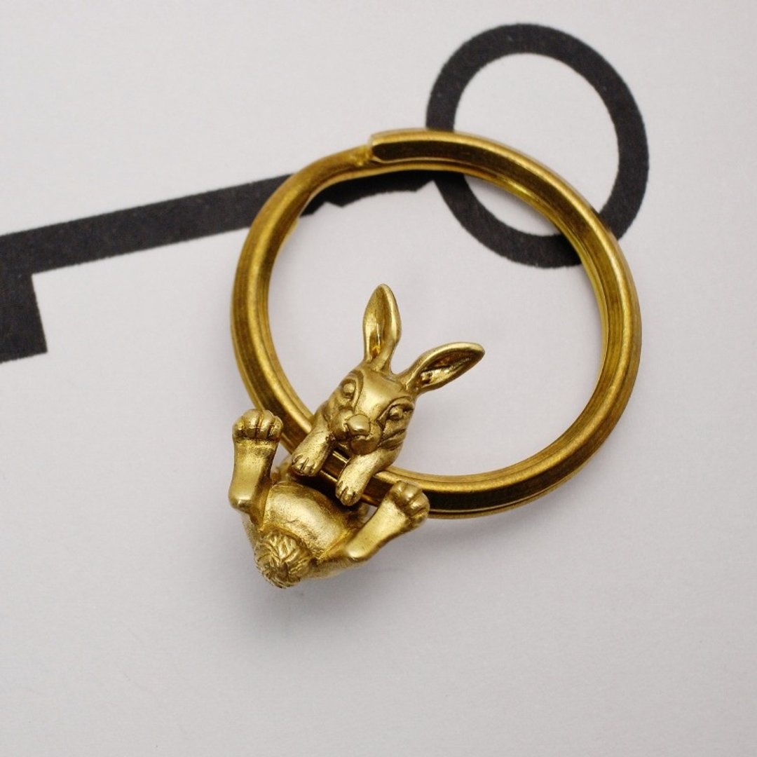 Coco Rabbit Key Ring Goodluck Charm Keychain - 钥匙链/钥匙包 - 其他金属 橘色