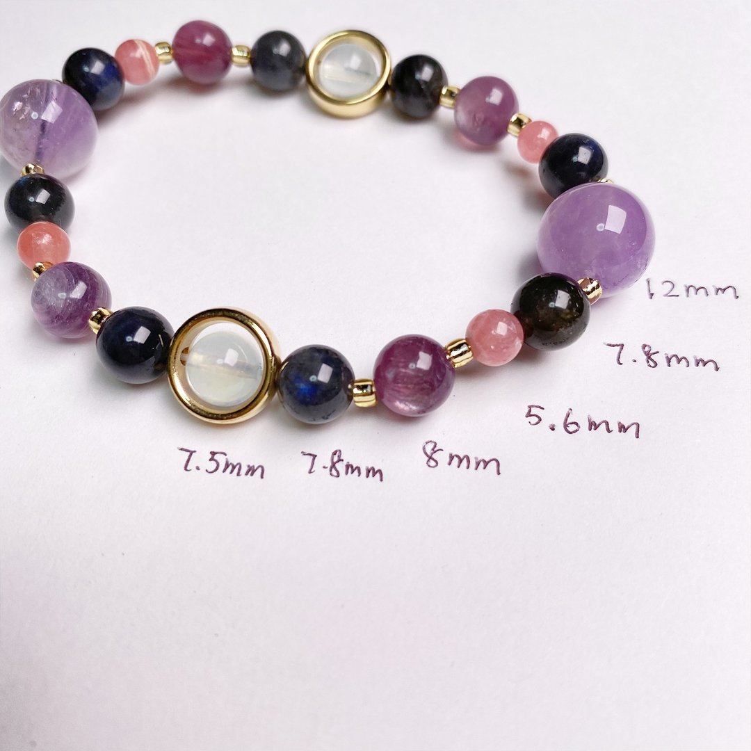 紫水晶 健康运 事业运 天然矿石 能量 手作礼物 日本制 水晶手链 - 手链/手环 - 水晶 紫色