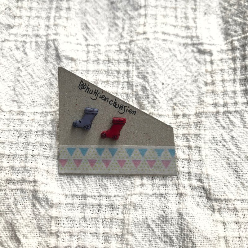 袜子/不锈钢 耳环 红蓝 圣诞礼物 祝福 暖心 穿着 搭配 平光 迷你 - 耳环/耳夹 - 不锈钢 多色