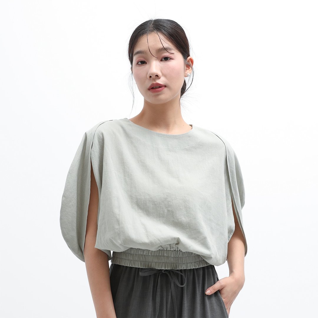 Fenghua_风花立裁上衣_24SF009_浅绿 - 女装上衣 - 聚酯纤维 绿色