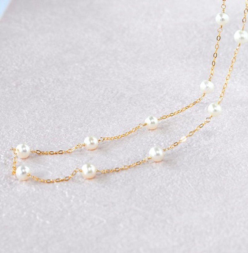 ホワイトパールステーションネックレス14kgf - 项链 - 宝石 