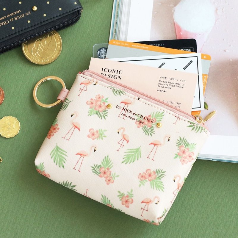 Iconic-帕奇特皮革钥匙零钱包-红鹤,ICO85683 - 零钱包 - 真皮 粉红色