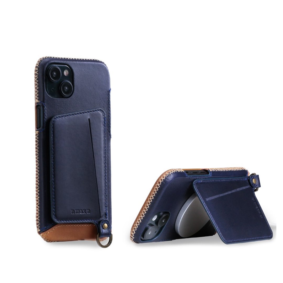 iPhone15 Plus 磁吸站立卡袋手机皮革套 - 四色任选(MagSafe) - 手机壳/手机套 - 真皮 咖啡色