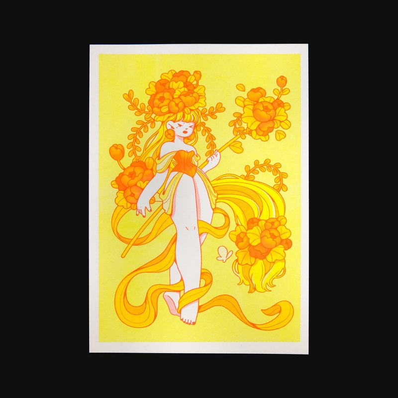 花朵女孩 Riso 印刷 Poster 原创独立海报 - 其他 - 纸 多色