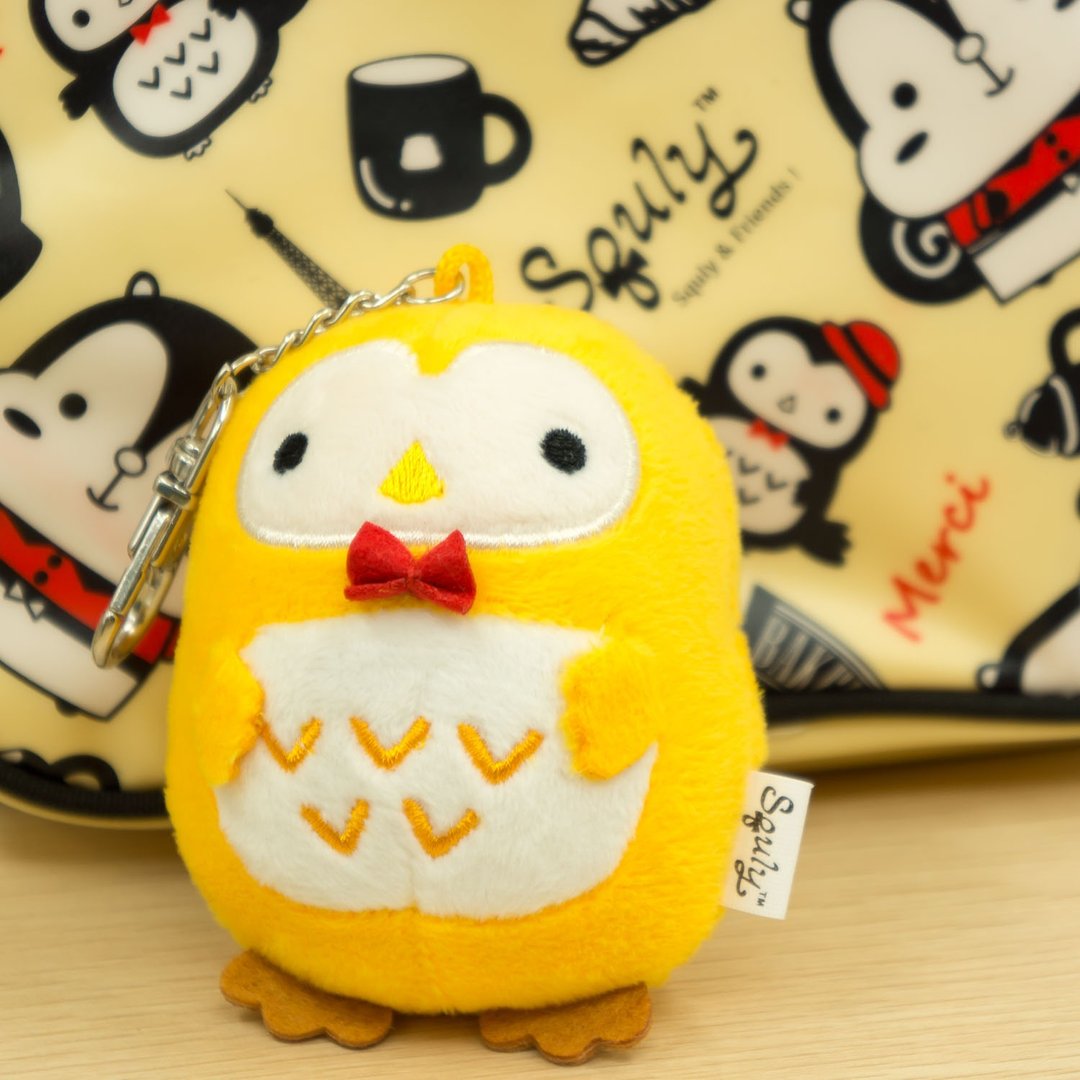 猫头鹰 Owky 毛公仔 毛绒 匙扣 F004SQT - 钥匙链/钥匙包 - 聚酯纤维 黄色