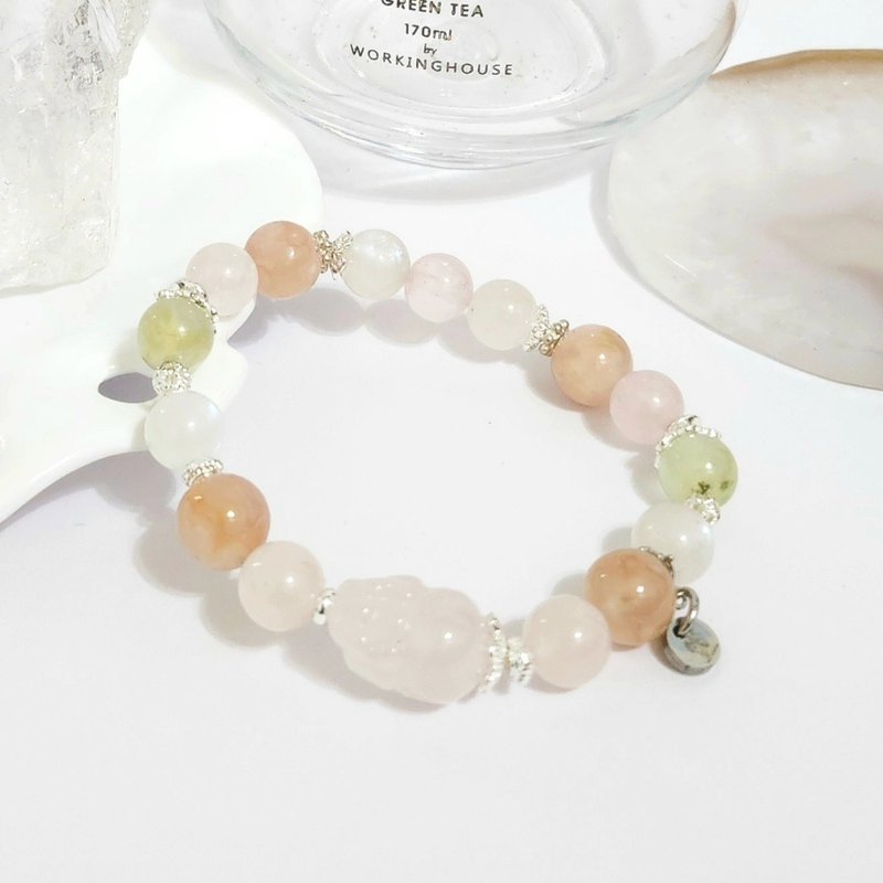 粉晶貔貅设计手链/助事业、招桃花之搭配水晶 - 手链/手环 - 水晶 粉红色