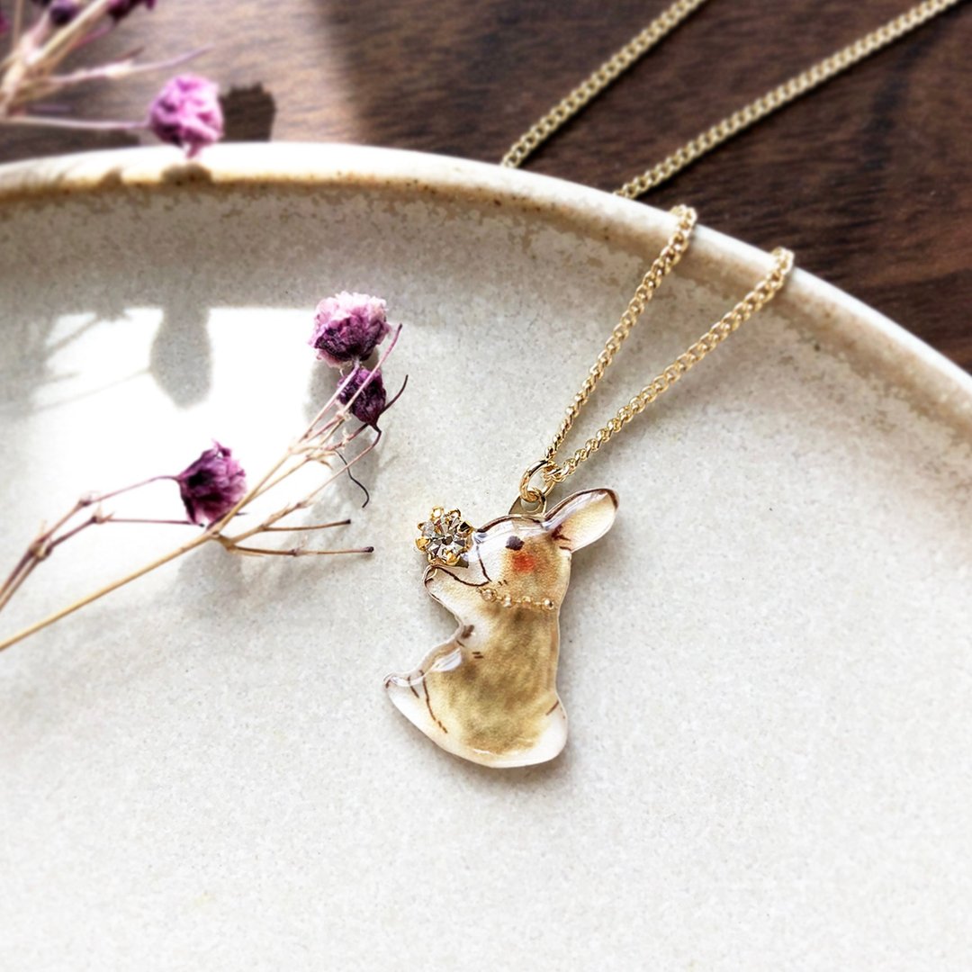 Rabbit necklace rabbit necklace white day to choose from three colors - 项链 - 塑料 咖啡色