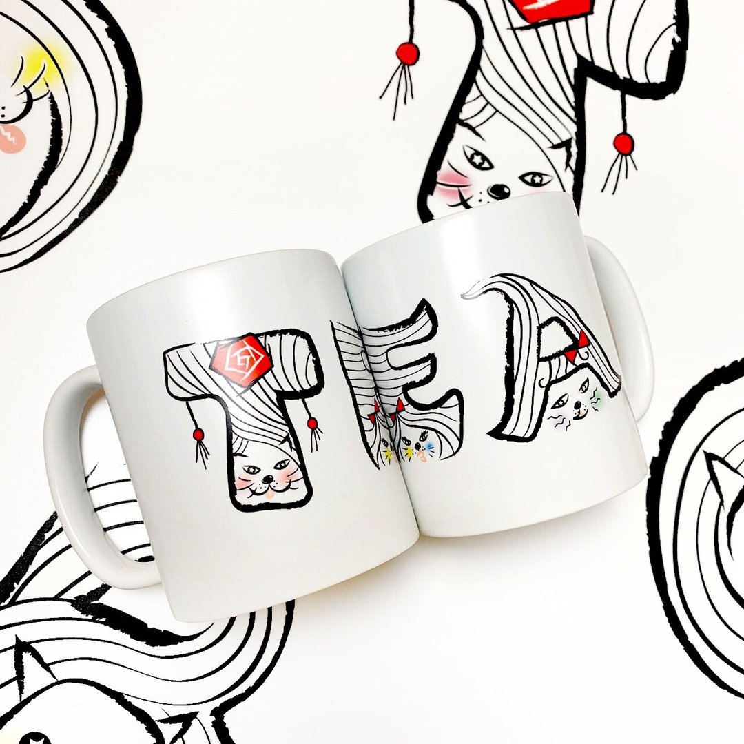 发型猫 原创雾面暖心TEA马克杯 - 咖啡杯/马克杯 - 瓷 白色