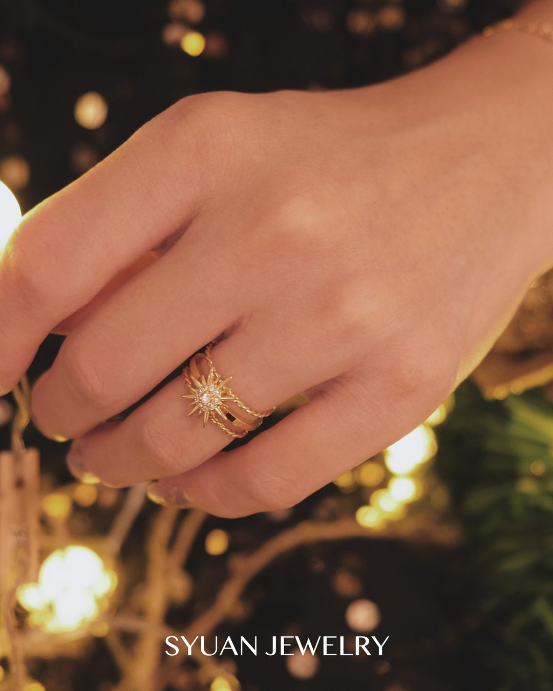 SYUAN JEWELRY | HAKUNA MATATA— 镀18K星形锆石戒指 - 戒指 - 其他金属 