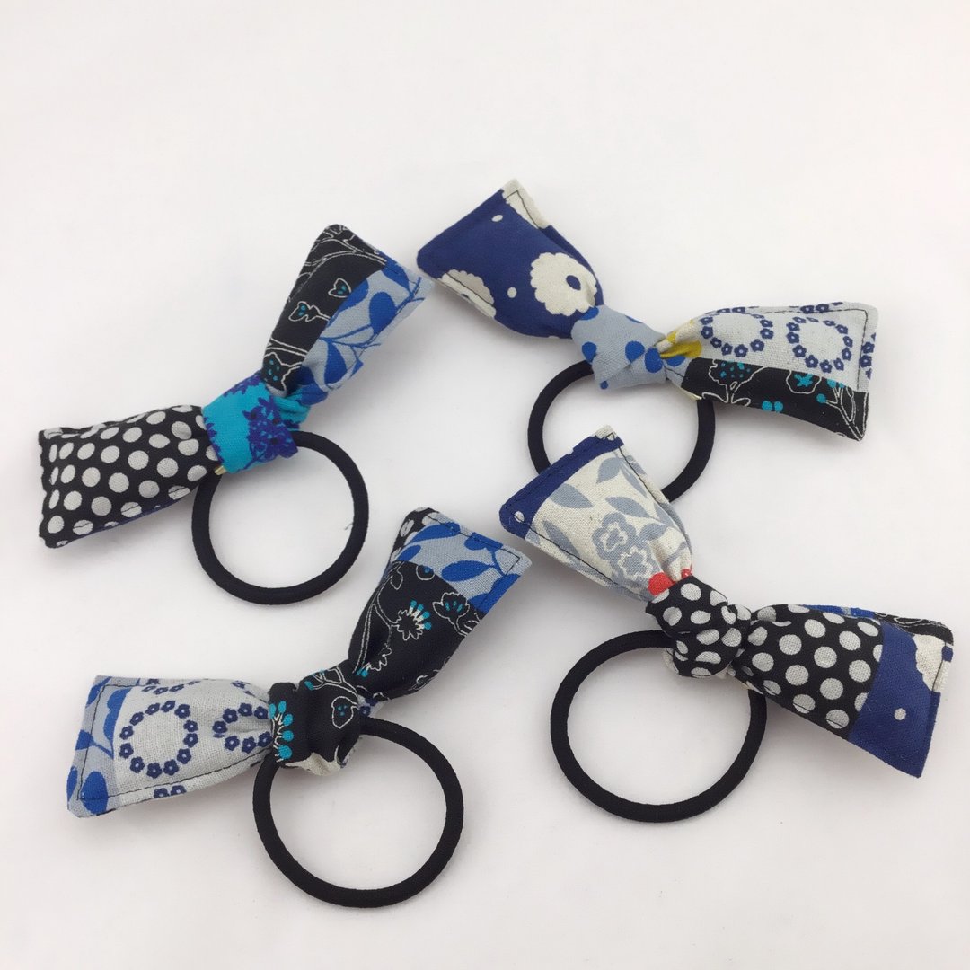 蓝色花园拼布风—海带结发束---俏丽可爱端庄随性搭 - 发饰 - 棉 