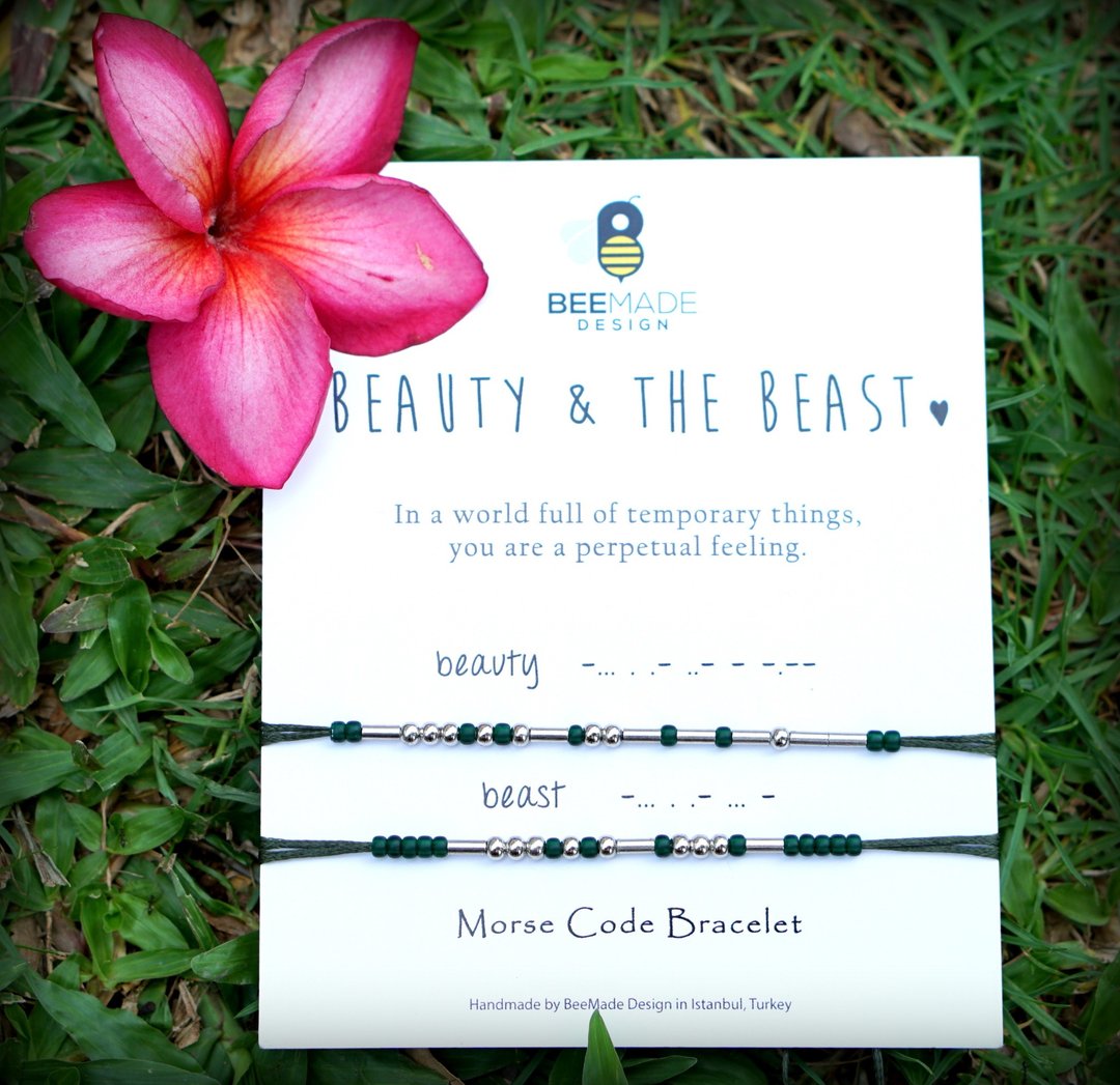 Beauty and the Beast Morse Code Bracelets, Christmas Gift For Cringey Couples - 手链/手环 - 环保材料 多色