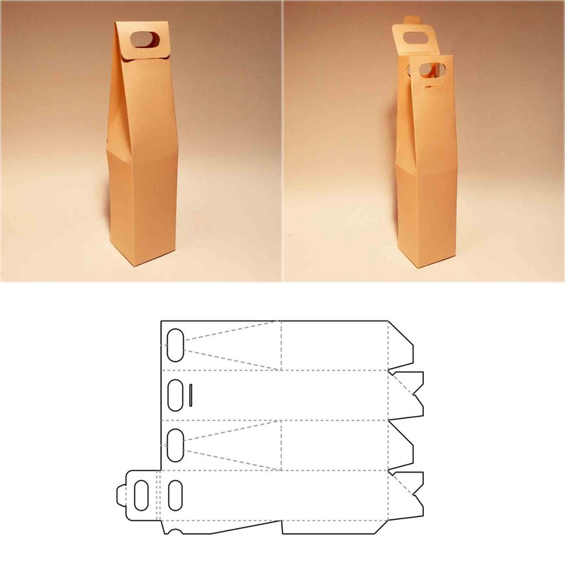 Wine bag template, wine bottle bag, alcohol bag, liquor bag, wine box, SVG, DXF - 图文模板设计 - 其他材质 