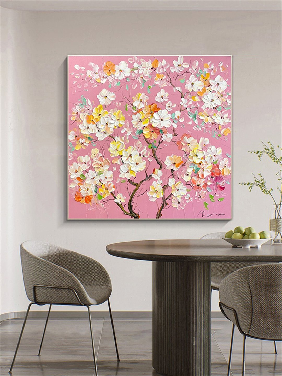 花语 手绘花卉装饰画肌理抽象画餐厅客厅挂画现代田园风治愈风 - 海报/装饰画/版画 - 亚麻 