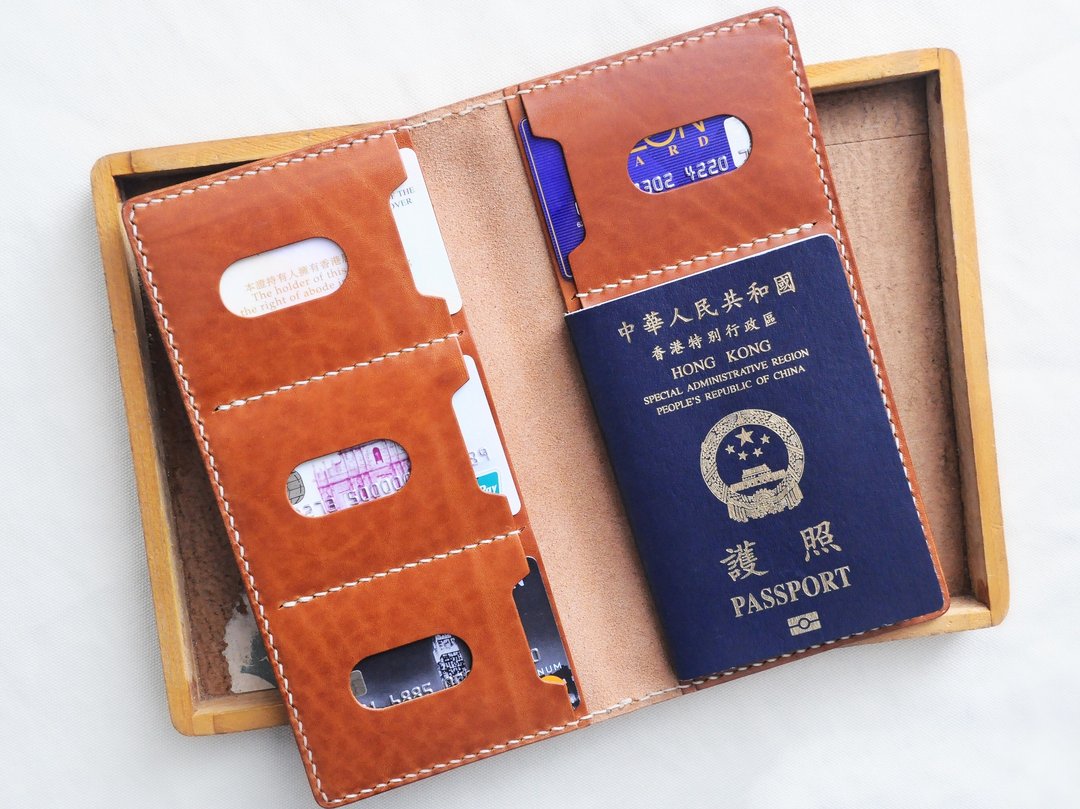 4咭位双票夹护照套 好好缝 皮革材料包 PASSPORT 证件套 意大利  - 皮件 - 真皮 咖啡色