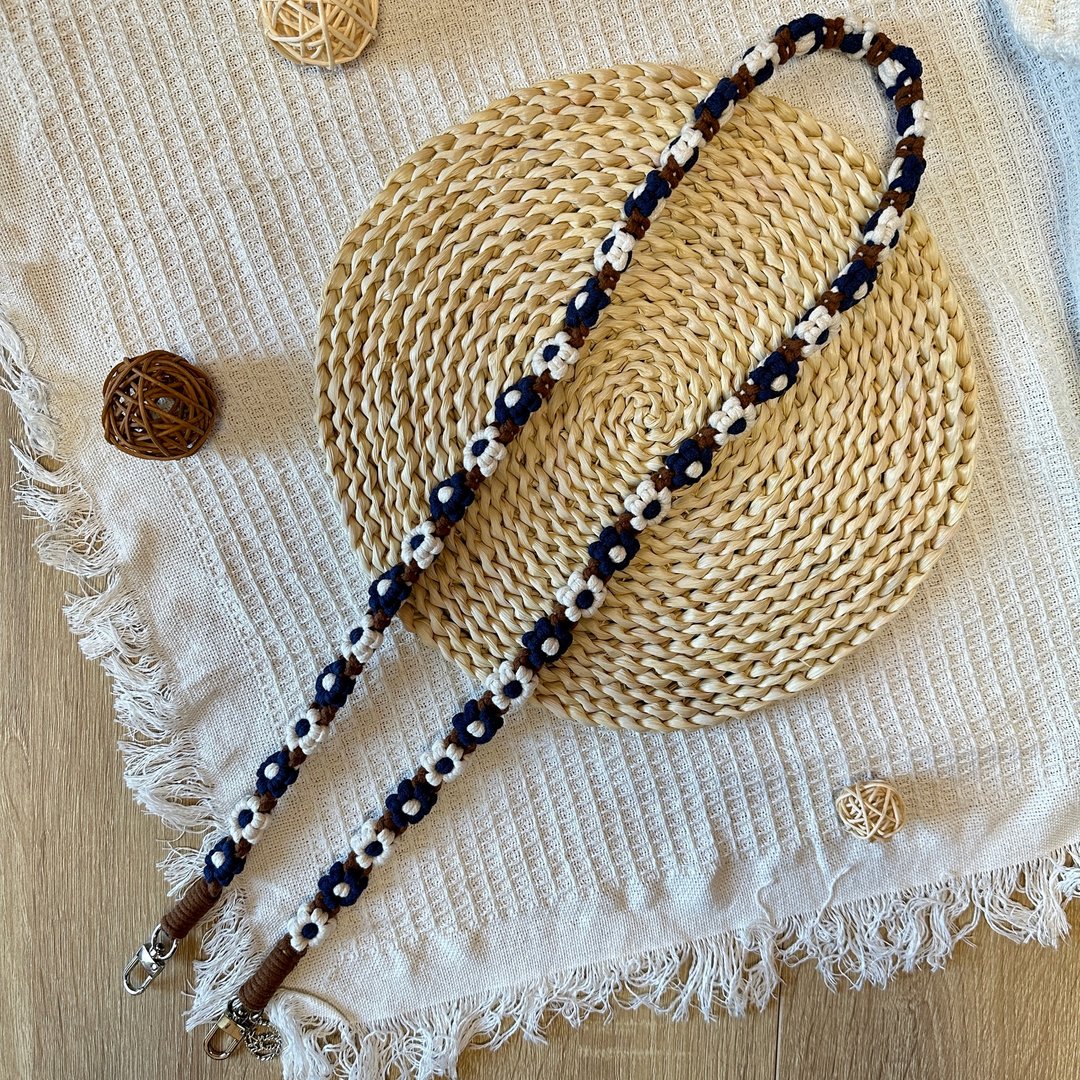 【现货】双色花 六瓣花花手机挂绳 电话绳 Macrame - 挂绳/吊绳 - 棉 