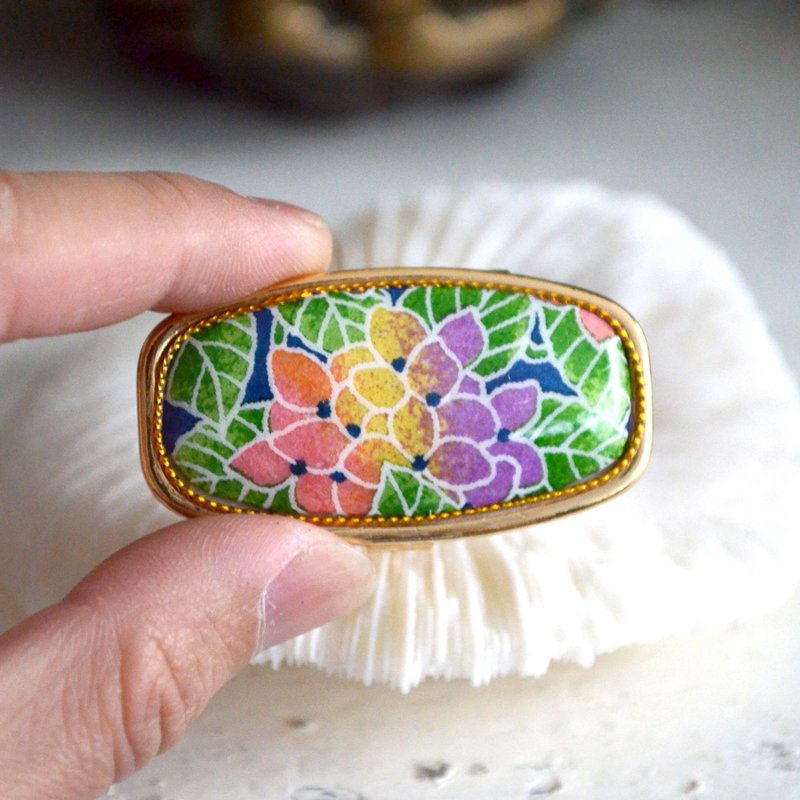 高级日本传统釉彩镀金丝巾圈 高贵优雅 日本二手中古珠宝首饰古着 - 其他 - 宝石 多色