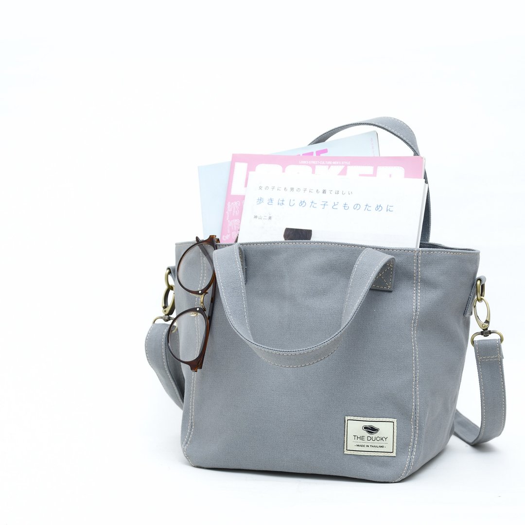 basket bag - gray - 手拿包 - 棉 灰色