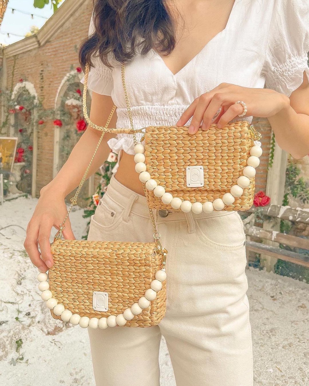 CREAMY BUTTER SUNDAE Edition (Handwoven Water Hyacinth Bag) - 其他 - 植物．花 卡其色