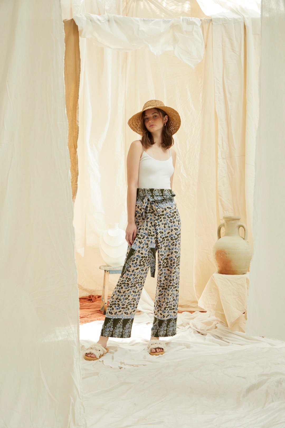 Lapis Floral Oceana Pants - 男士长裤 - 其他材质 咖啡色
