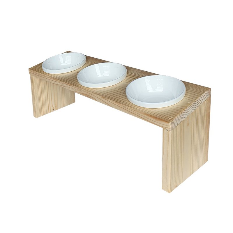 宠物斜口碗 饲料盆 饲料碗 3碗卖场 CU084-3 - 碗/碗架 - 木头 卡其色