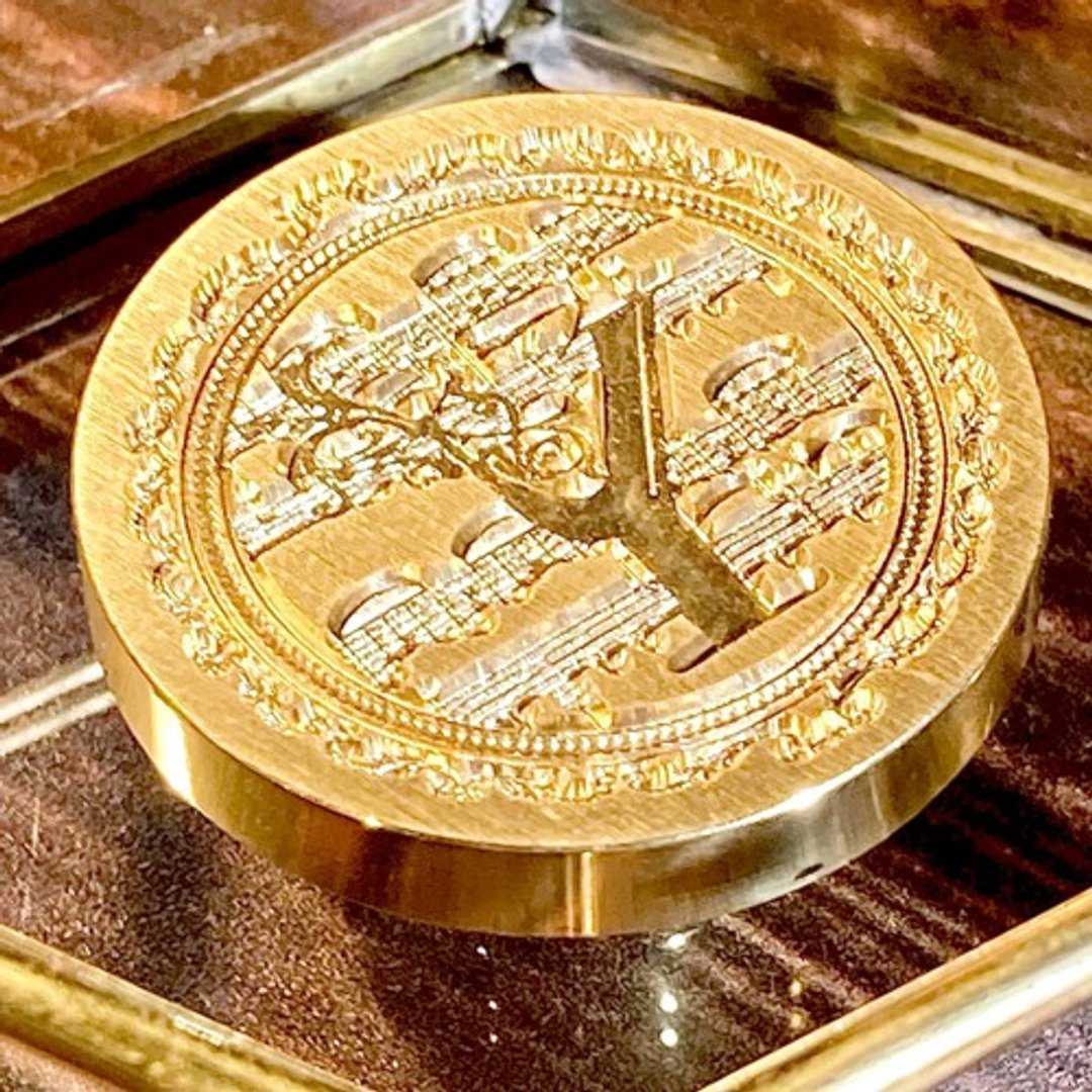 火漆印章 头 字母 Y 音乐 乐器 乐谱 - 印章/印台 - 其他金属 金色