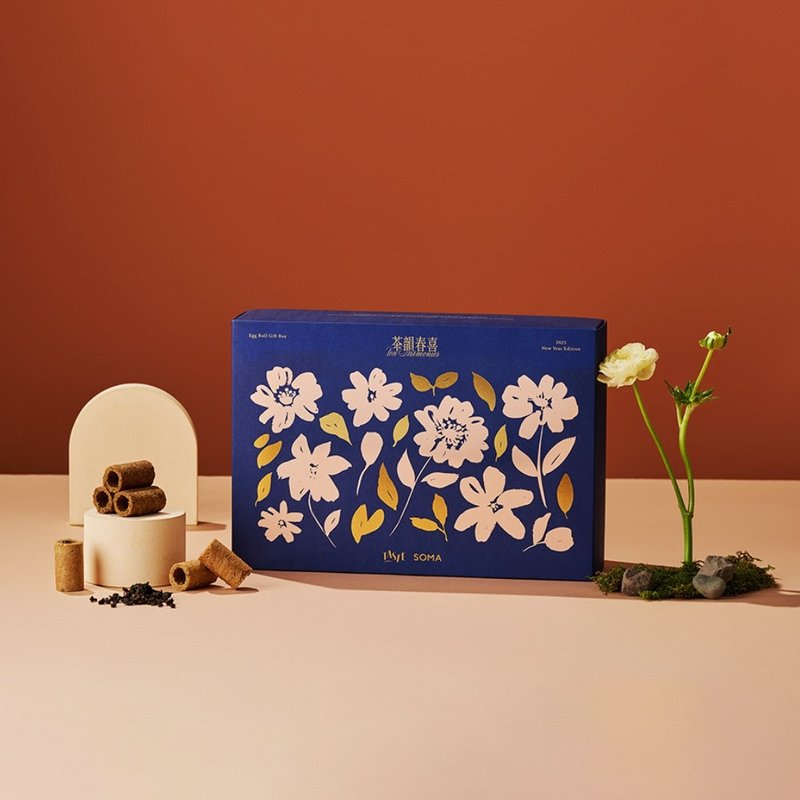 【SOMA独家联名】茶韵春喜 茶卷礼盒 | 茶欧蕾蛋卷、红茶蛋卷 - 零食/点心 - 其他材质 蓝色