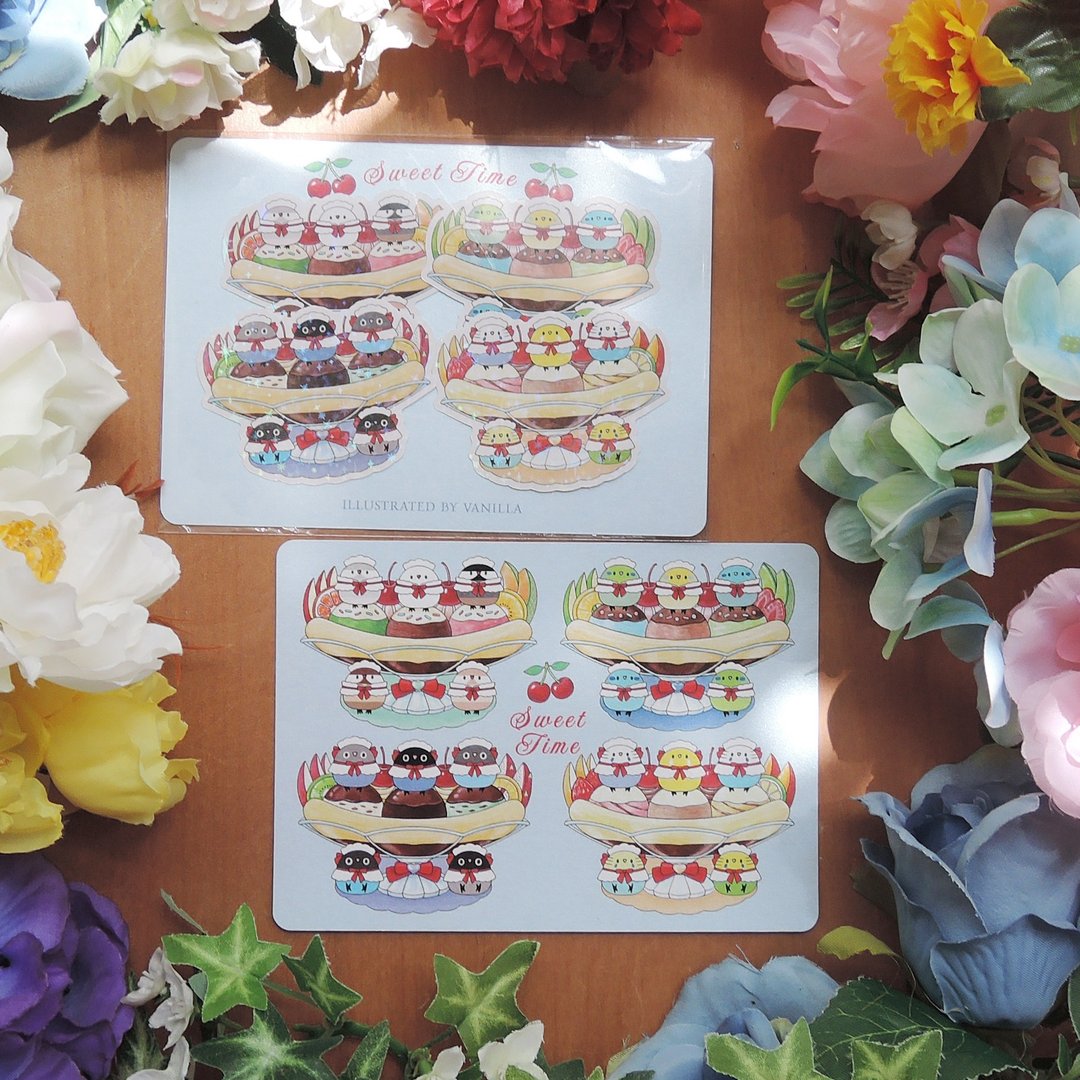 小鸟的美好甜品贴纸套组-巧克力香蕉 - 贴纸 - 纸 多色