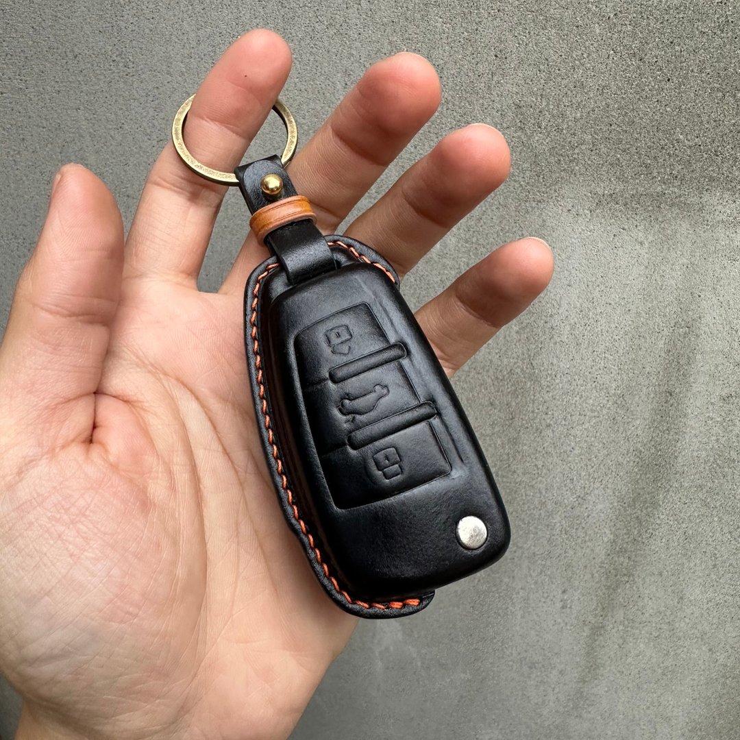 Audi 马臀皮 钥匙皮套 E-tron Q2 Q3 Q5 Q7 A1 A3 A4 A5 A6 RS - 钥匙链/钥匙包 - 真皮 蓝色