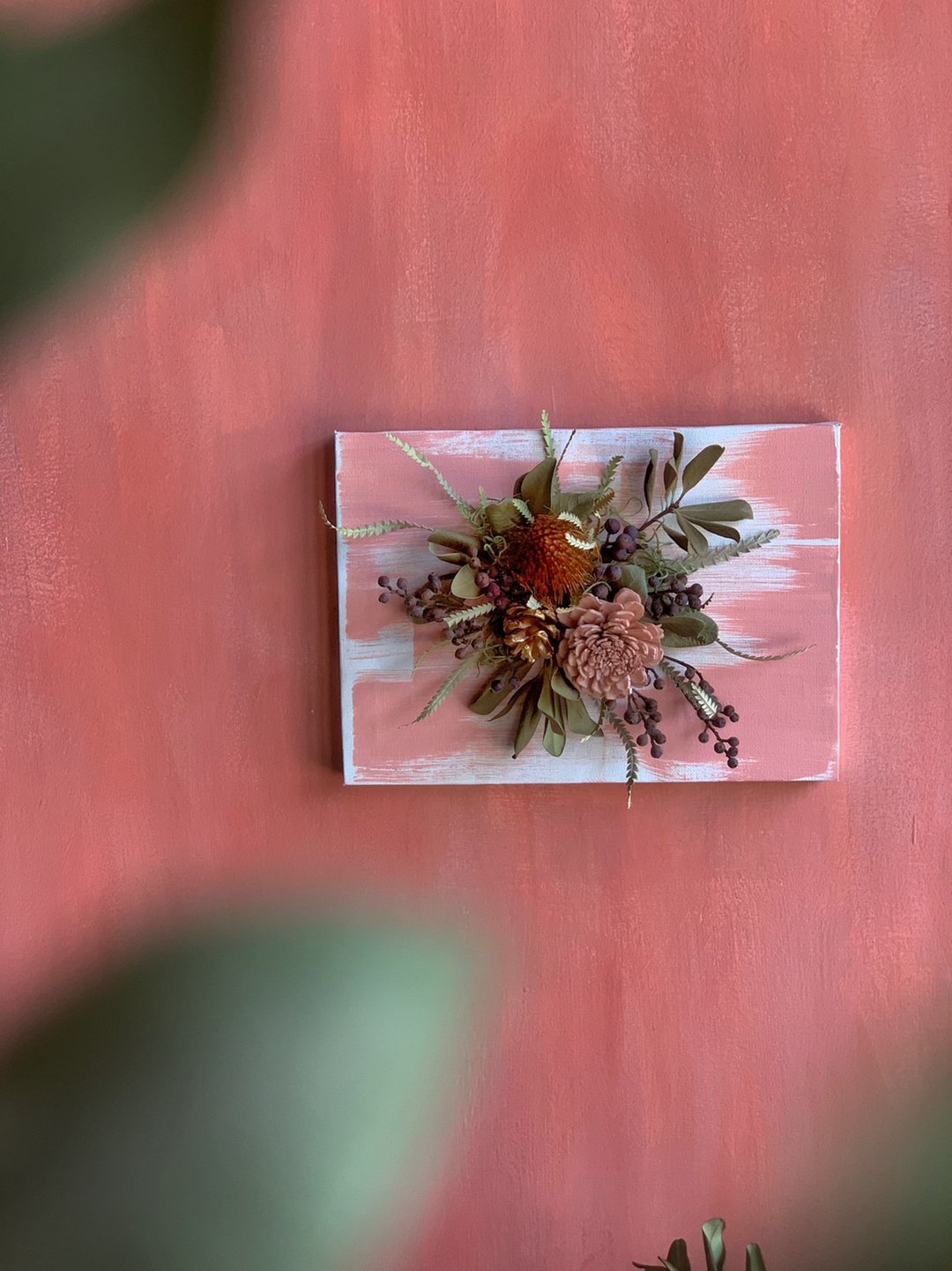 森林里的优雅干燥画框.挂饰.画框.居家布置.生日礼物.送礼.干燥花 - 画框/相框 - 植物．花 粉红色