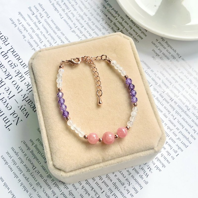 紫水晶 红纹石 月亮石 水晶 手鈪 手链 手链 手环 客 - 手链/手环 - 水晶 红色