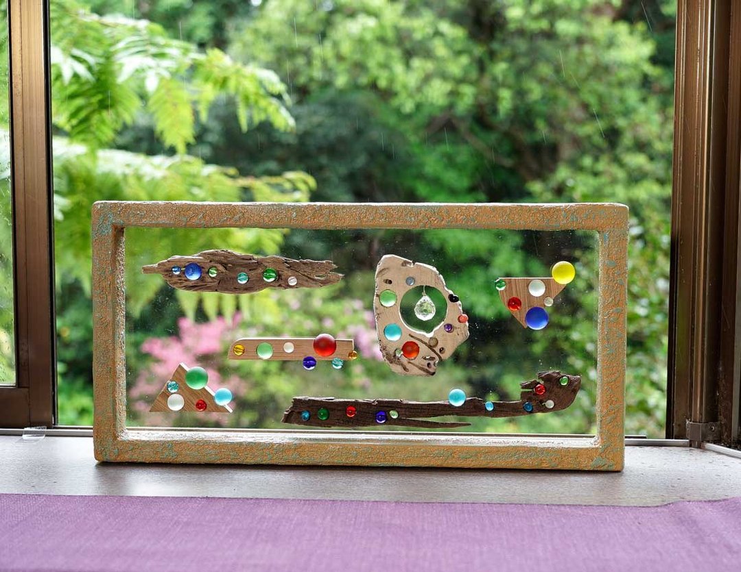 driftwood sun catcher window decoration glass ball glass ball marble wall décor natural art ２９ - 墙贴/壁贴 - 玻璃 咖啡色