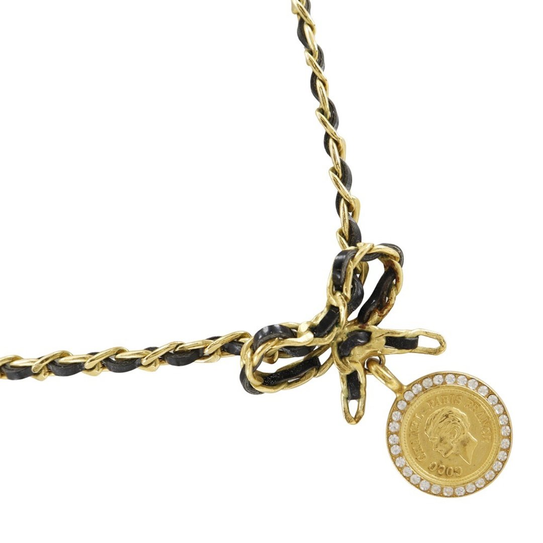 【日本直送】香奈儿 CHANEL COIN & RIBBON 项链 Vintage 颈链 莱茵石 金色 96P 蝴蝶结 女士【二手】 - 项链 - 其他金属 金色