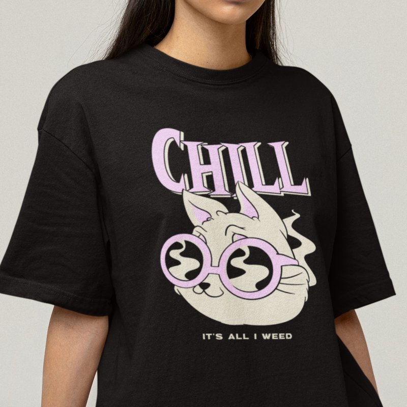 Chill Cat T恤 - 男装衬衫 - 棉．麻 多色