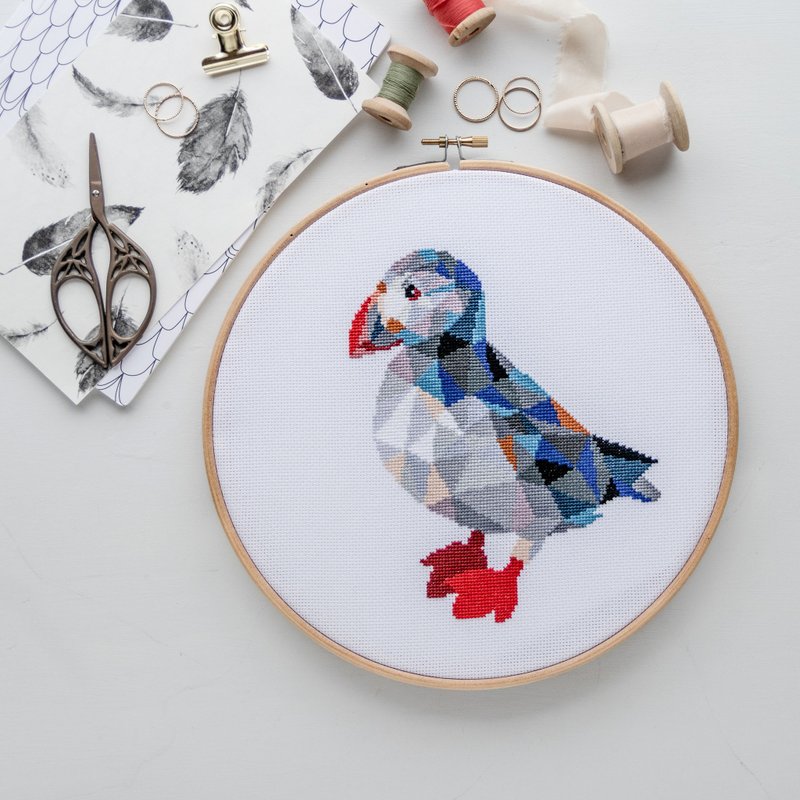 Puffin Bird Cross Stitch PDF Pattern 十字繡 - 编织/刺绣/羊毛毡/裁缝 - 其他材质 