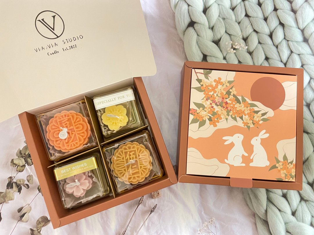 【中秋节】月饼造型桂花香氛蜡烛 - 蜡烛/烛台 - 蜡 