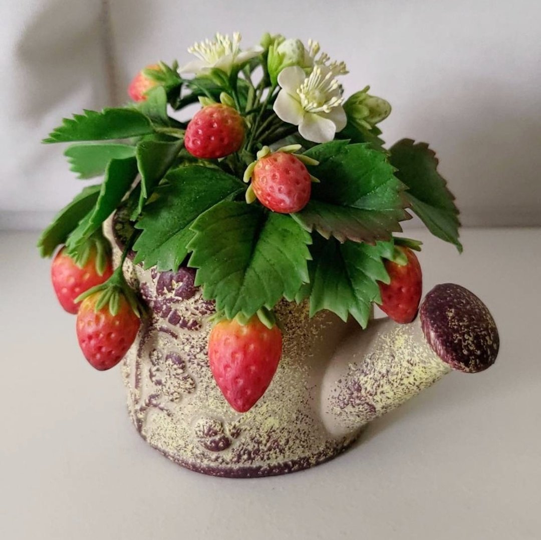 黏土手作 ATO58 草莓 - 花洒造型花器 - 摆饰 - 其他材质 