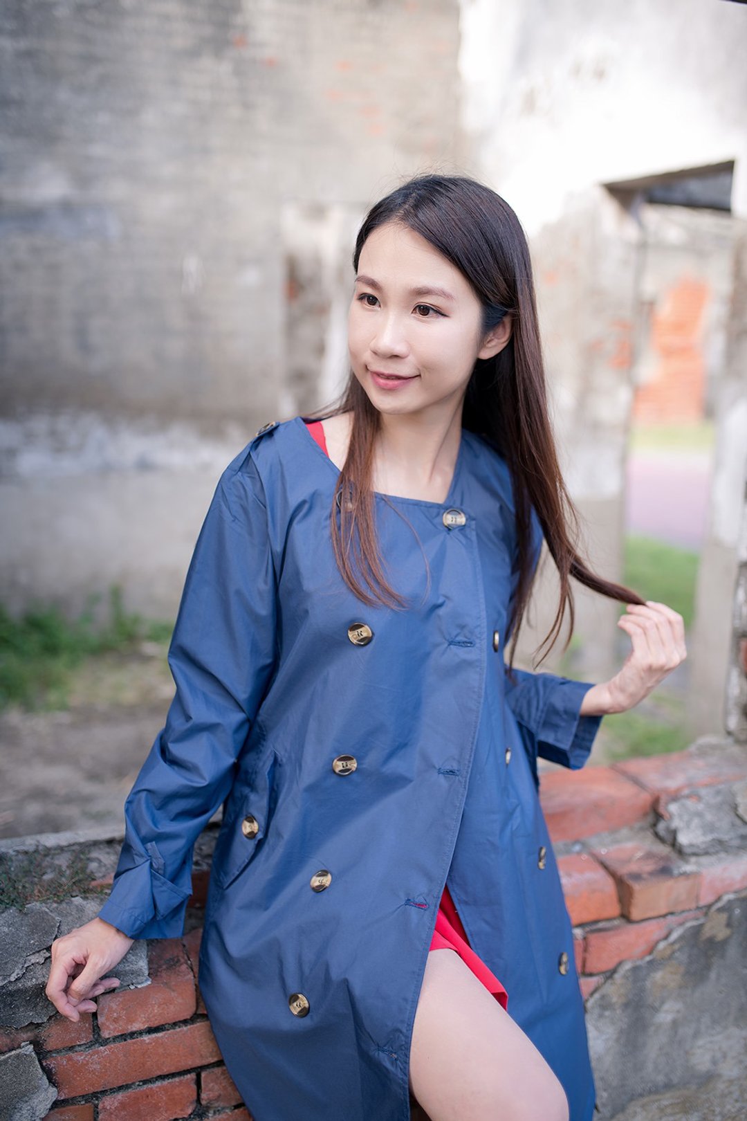 Unni英式復古防水风衣 雨衣  raincoat  雨风衣 防风 防拨水 遮曬 - 女装休闲/机能外套 - 防水材质 蓝色