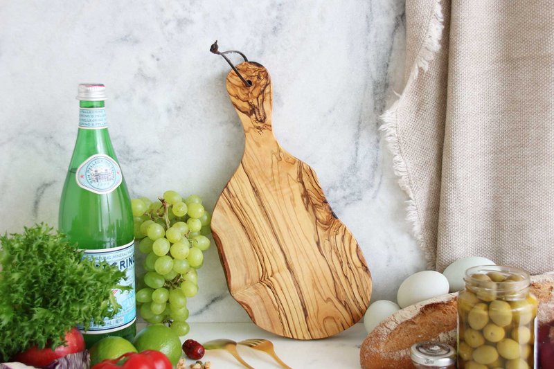 橄榄木30厘米Oringinal自然造型手把砧板(含手把)红酒起司 面包 - 汤勺/锅铲 - 木头 咖啡色