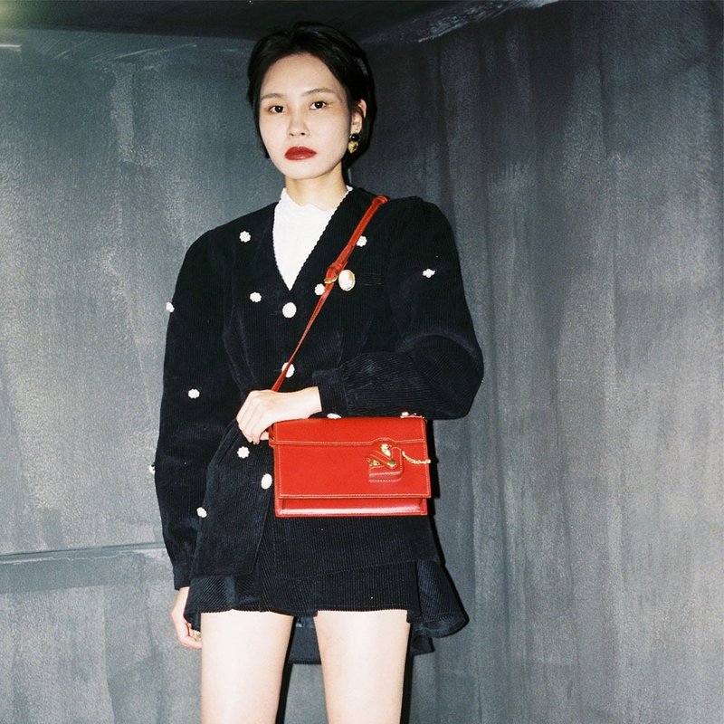 原创设计 红色包包 小方包 腋下包 - 侧背包/斜挎包 - 真皮 红色