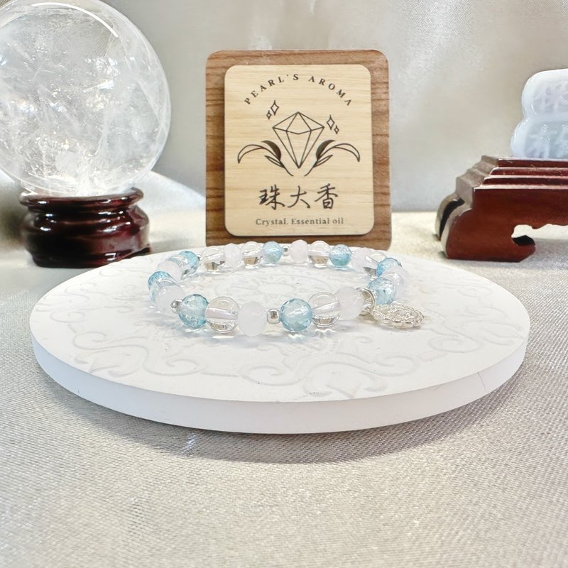 晨露心语 托帕石・白水晶・粉晶・925纯银 - 手链/手环 - 水晶 多色