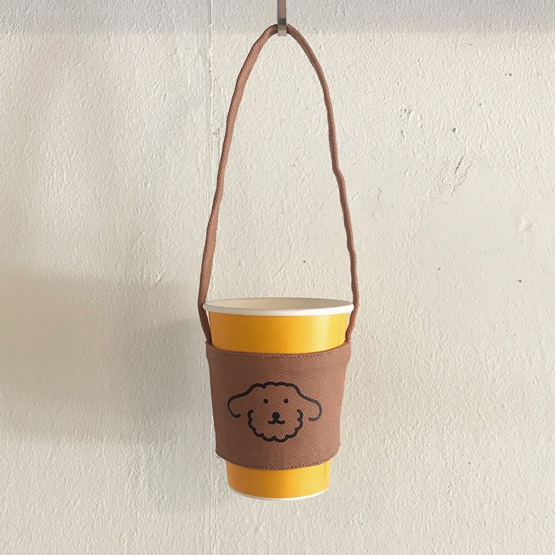 drink bag | brown poodle - 其他 - 棉 咖啡色