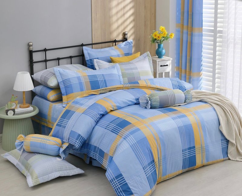 【R896 英伦格纹】100% 40支精梳棉 七件式全套组 - 寝具 - 棉．麻 多色