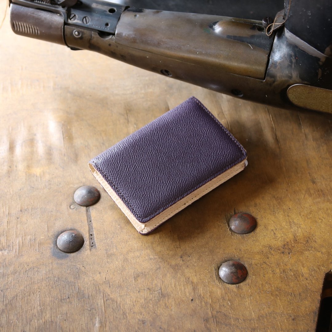 Made in Japan Cowhide Business Cards Business Cards Purple Weinheimer made in JAPAN handmade leather card case - 其他 - 真皮 紫色