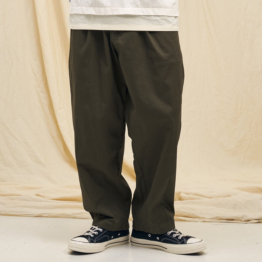 中性宽版长裤 Ballon Pants/Unisex/简约/素色/情侣服/宽松 - 男士长裤 - 棉 绿色
