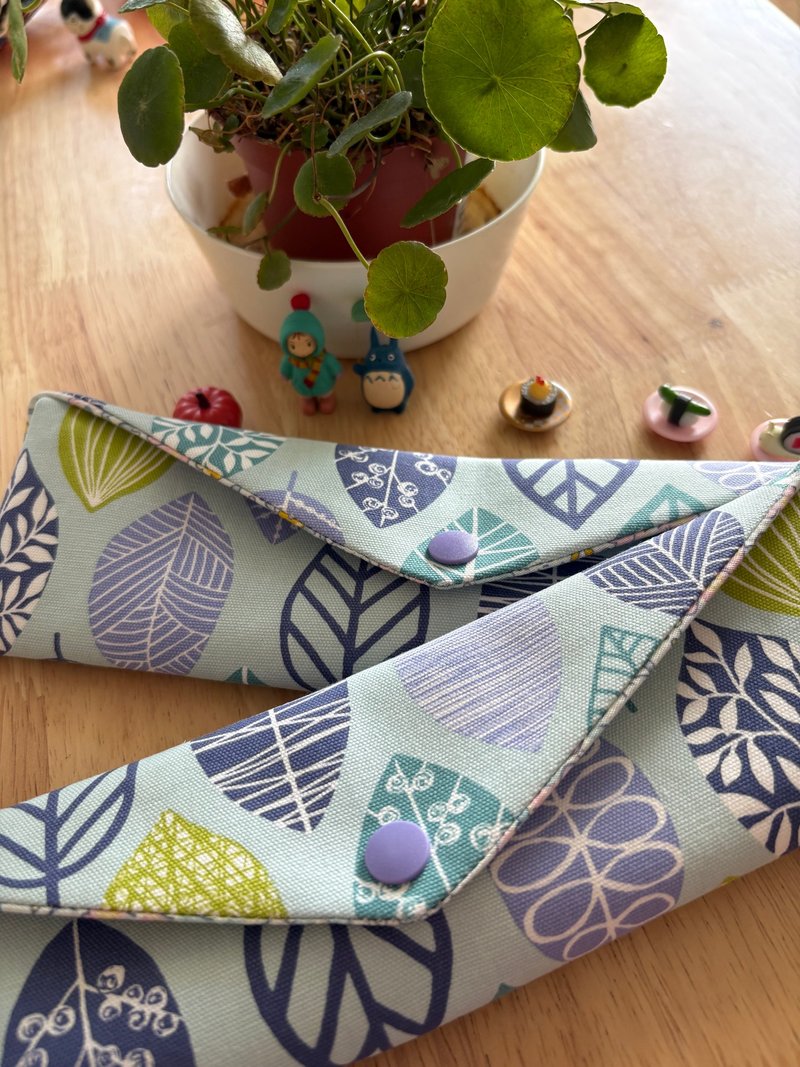 文青风环保纯棉筷袋 枫藏回忆  原麻  淡淡蓝 喜悦 厚实手感 日本 - 收纳用品 - 棉．麻 蓝色