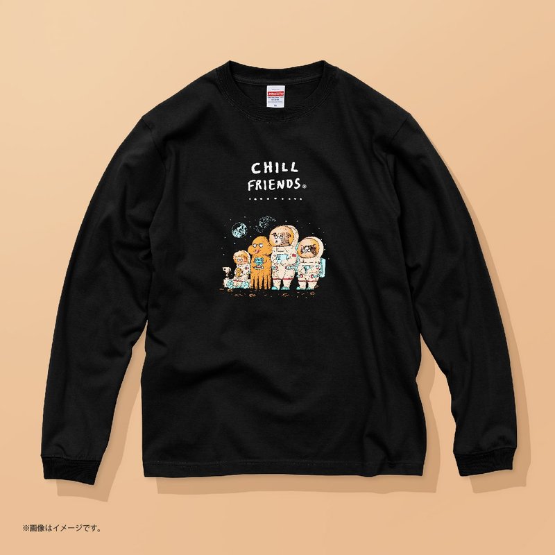 CHILL FRIENDS 太空漫游 / 安心品质 / 经典长袖纯棉T恤 - 女装 T 恤 - 棉．麻 白色