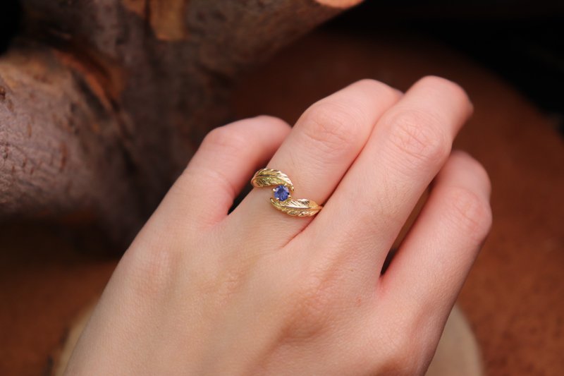 【花坛a kadan系列】k18双羽拥抱蓝宝石/现货 - 戒指 - 贵金属 金色